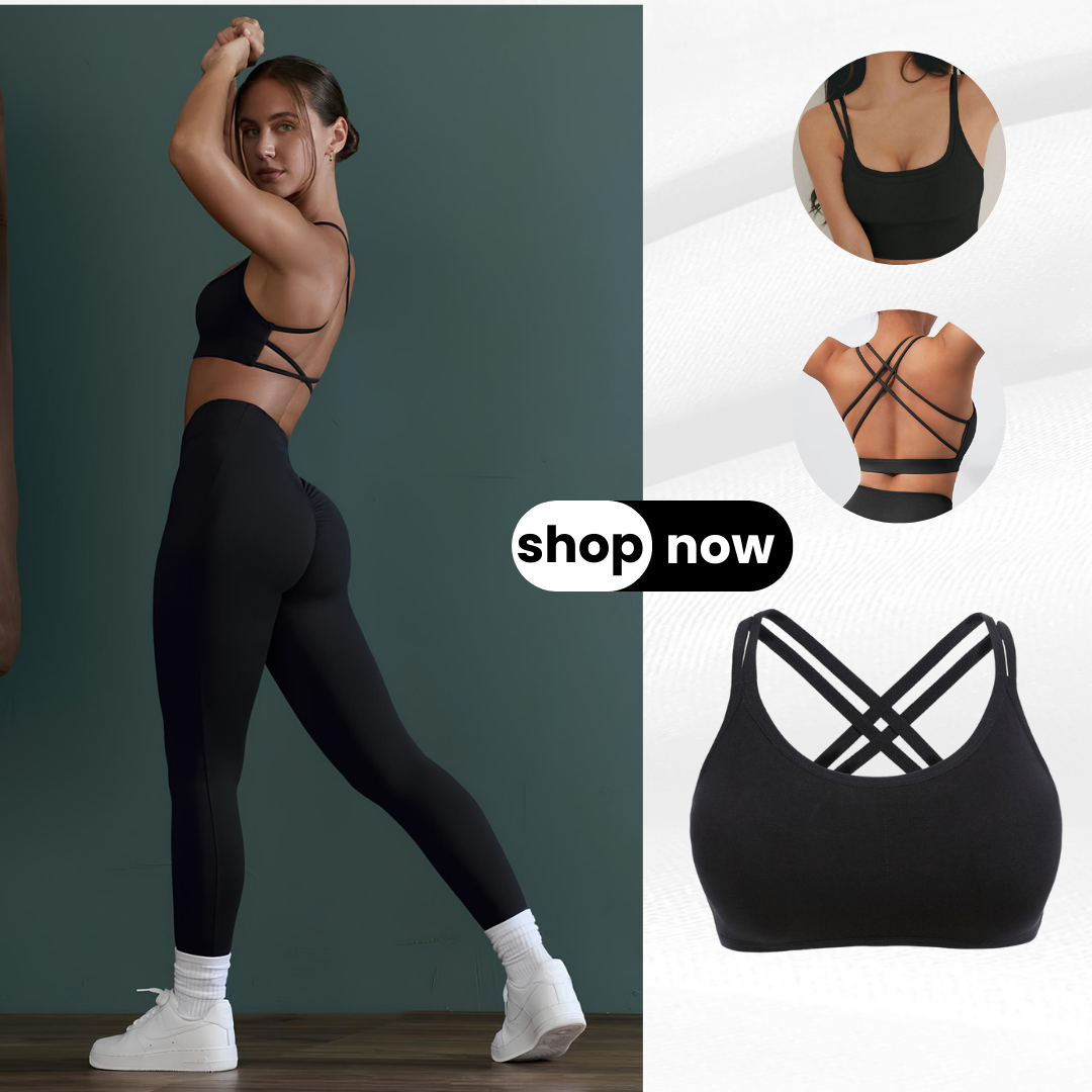 Sexy Cross-Back Sports Bra – Push-Up Support & Breathable Fit