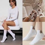 Women’s Cartoon Teddy Bear Ankle Socks – 5/10/20 Pairs Set