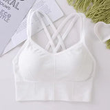 Sexy Cross-Back Sports Bra – Push-Up Support & Breathable Fit