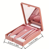 Portable 5-in-1 Travel Makeup Brush Set with Mirror