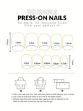 24-Piece French Tip Press-On Nails – Elegant White Square with Heart Accent