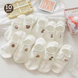 Women’s Cartoon Teddy Bear Ankle Socks – 5/10/20 Pairs Set