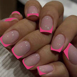 24-Piece French Tip Press-On Nails – Elegant White Square with Heart Accent