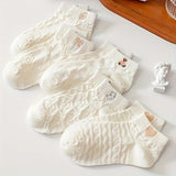 Women’s Cartoon Teddy Bear Ankle Socks – 5/10/20 Pairs Set
