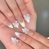 24-Piece French Tip Press-On Nails – Elegant White Square with Heart Accent