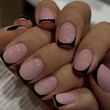 24-Piece French Tip Press-On Nails – Elegant White Square with Heart Accent