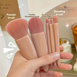 Portable 5-in-1 Travel Makeup Brush Set with Mirror
