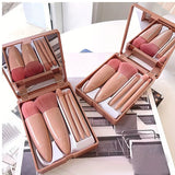 Portable 5-in-1 Travel Makeup Brush Set with Mirror