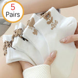 Women’s Cartoon Teddy Bear Ankle Socks – 5/10/20 Pairs Set