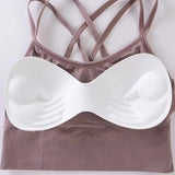 Sexy Cross-Back Sports Bra – Push-Up Support & Breathable Fit
