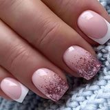 24-Piece French Tip Press-On Nails – Elegant White Square with Heart Accent
