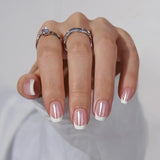 24-Piece French Tip Press-On Nails – Elegant White Square with Heart Accent