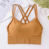 Sexy Cross-Back Sports Bra – Push-Up Support & Breathable Fit