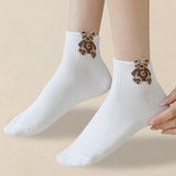 Women’s Cartoon Teddy Bear Ankle Socks – 5/10/20 Pairs Set