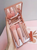 Portable 5-in-1 Travel Makeup Brush Set with Mirror