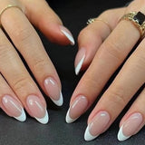 24-Piece French Tip Press-On Nails – Elegant White Square with Heart Accent